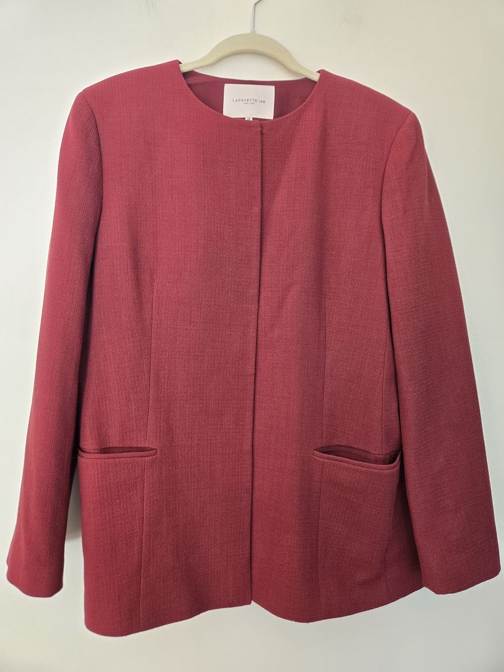 Lafayette 148 New York Women's Red Collarless Wool-Blend Jacket